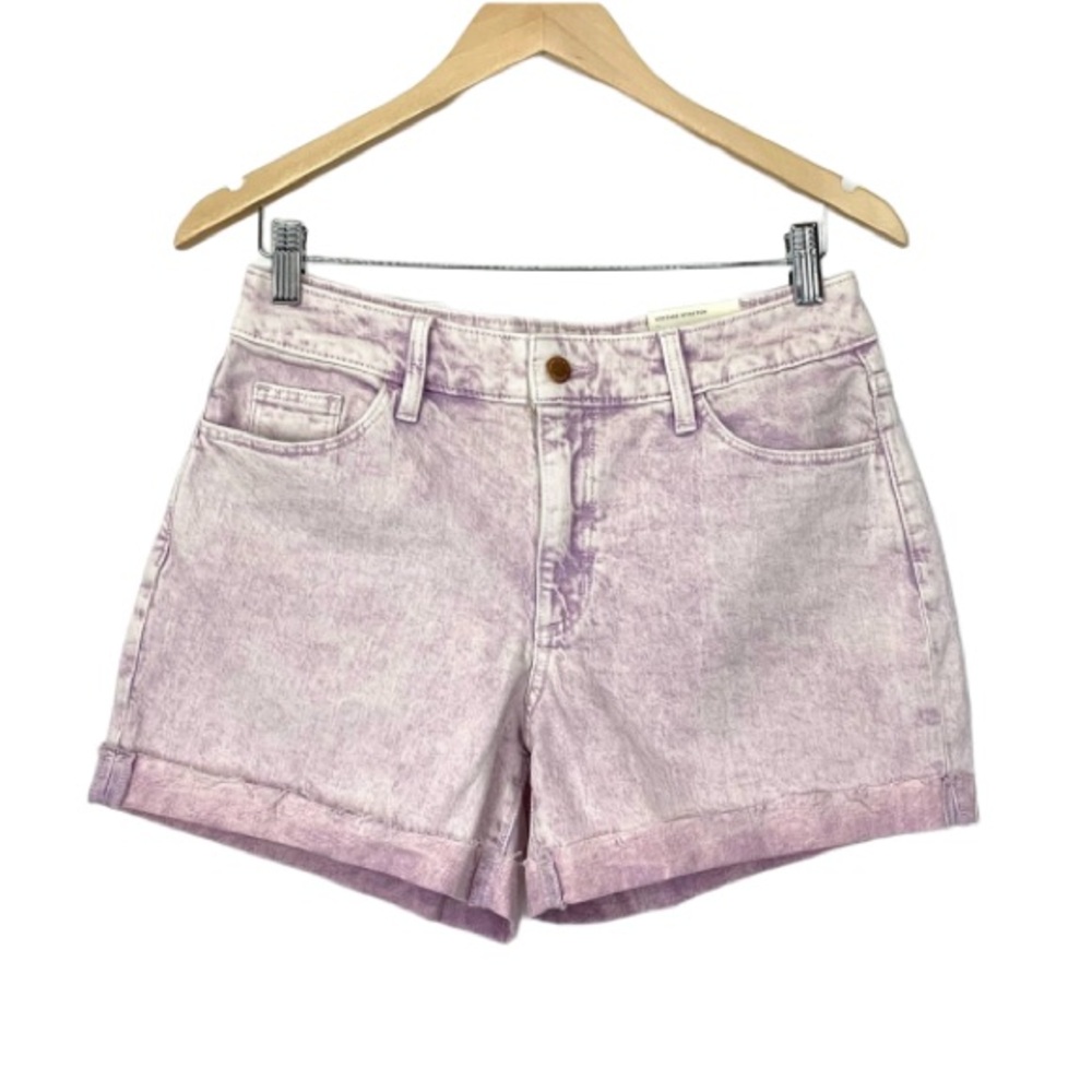 Universal Thread Purple Acid Wash Raw Cuffed Hem Jean Shorts Vntg Stretch Midi